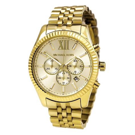 michael kors men's lexington gold tone chronograph watch mk8281|Michael Kors leather watch.